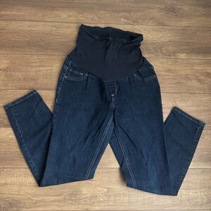 Indigo Blue Dark Blue Full Panel Maternity Jeans Size Large L Skinny Jeans